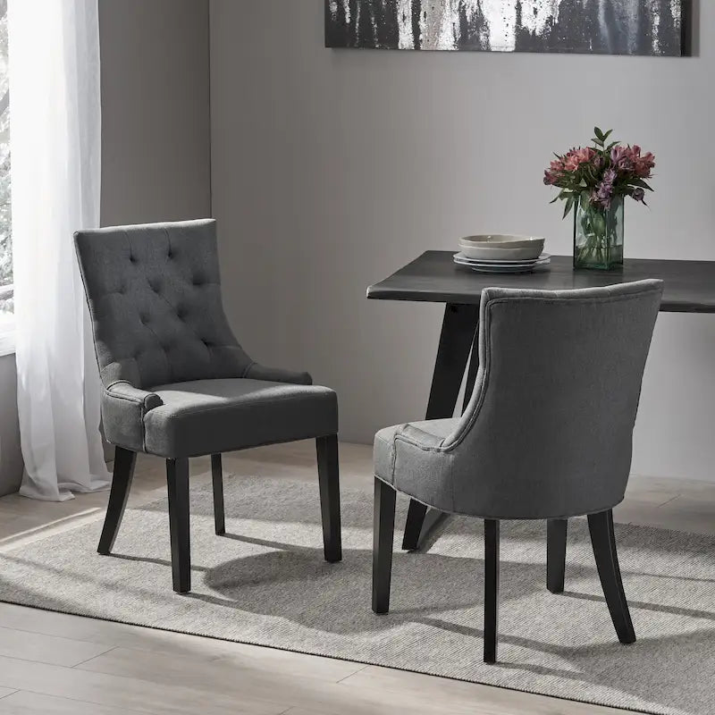 Ensemble de 2 chaises de salle à manger rembourrées en tissu avec pieds fuselés