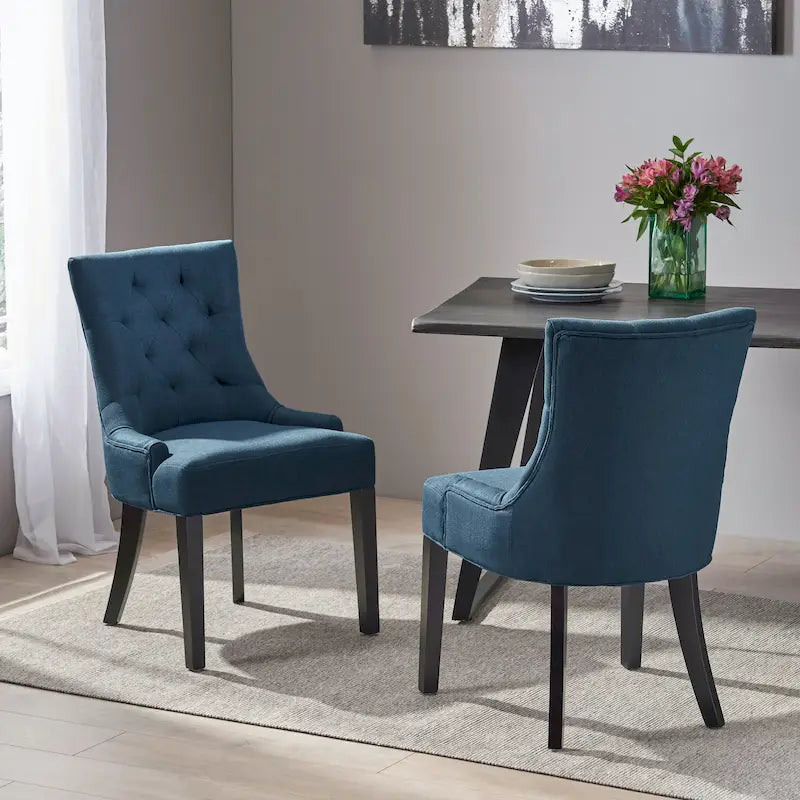 Ensemble de 2 chaises de salle à manger rembourrées en tissu avec pieds fuselés