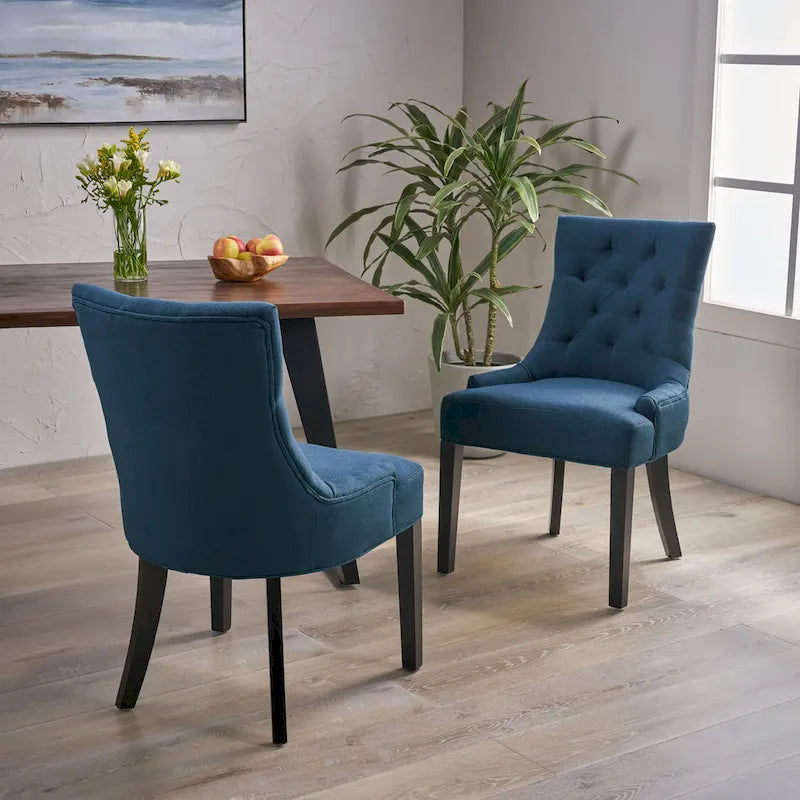 Ensemble de 2 chaises de salle à manger rembourrées en tissu avec pieds fuselés