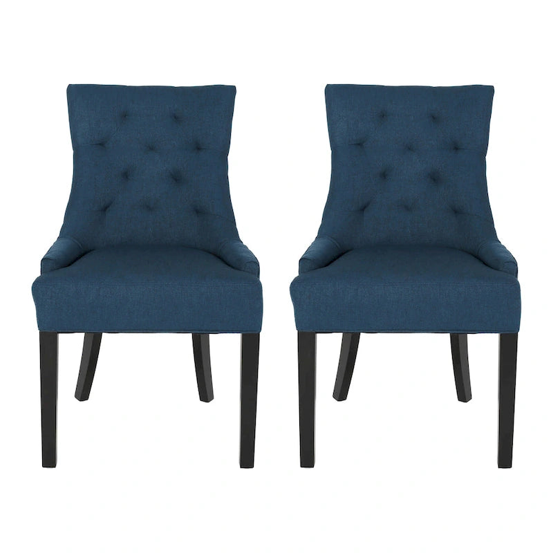 Ensemble de 2 chaises de salle à manger rembourrées en tissu avec pieds fuselés