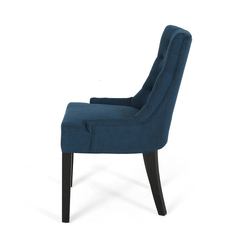 Ensemble de 2 chaises de salle à manger rembourrées en tissu avec pieds fuselés