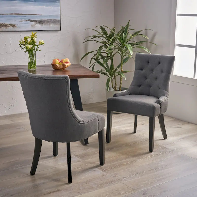 Ensemble de 2 chaises de salle à manger rembourrées en tissu avec pieds fuselés