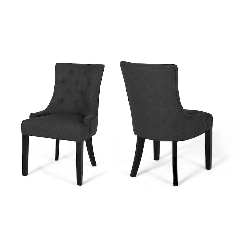 Ensemble de 2 chaises de salle à manger rembourrées en tissu avec pieds fuselés