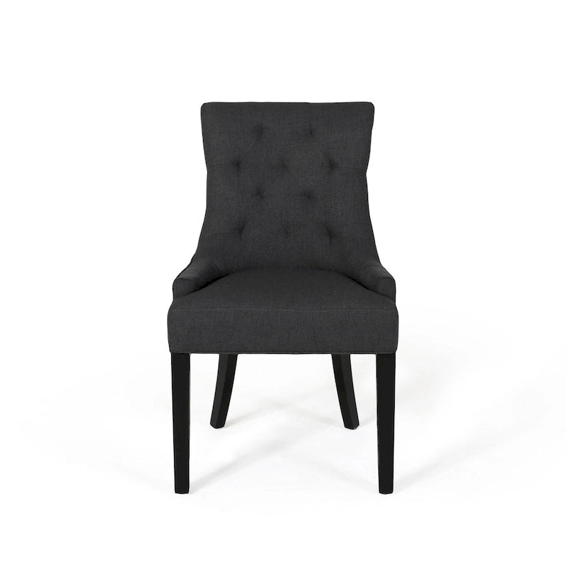 Ensemble de 2 chaises de salle à manger rembourrées en tissu avec pieds fuselés
