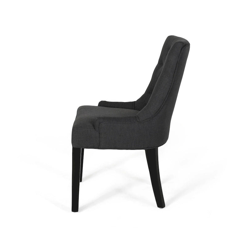 Ensemble de 2 chaises de salle à manger rembourrées en tissu avec pieds fuselés
