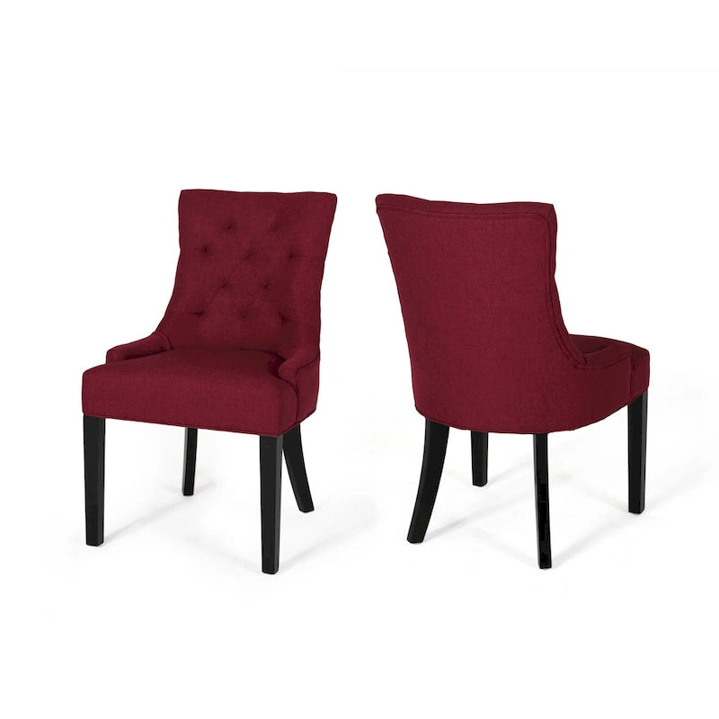 Ensemble de 2 chaises de salle à manger rembourrées en tissu avec pieds fuselés