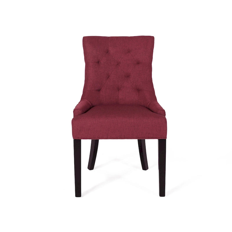 Ensemble de 2 chaises de salle à manger rembourrées en tissu avec pieds fuselés