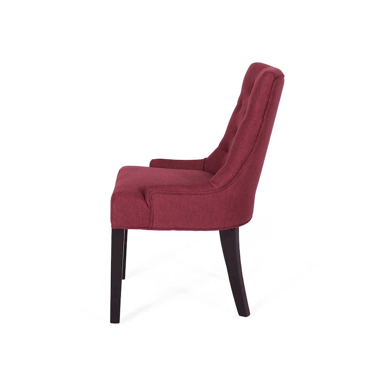Ensemble de 2 chaises de salle à manger rembourrées en tissu avec pieds fuselés
