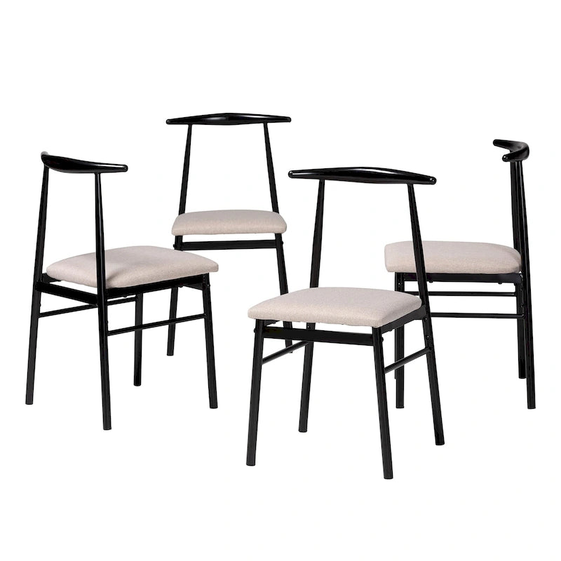 Ensemble de chaises de salle à manger Arnold Modern Industrial en tissu et métal, 4 pièces