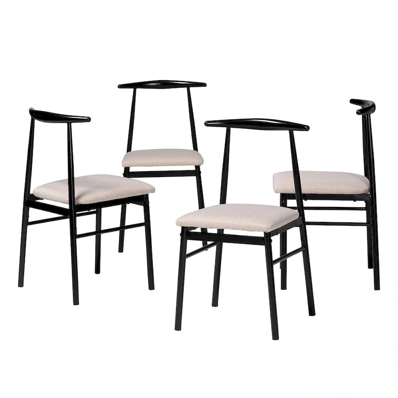 Ensemble de chaises de salle à manger Arnold Modern Industrial en tissu et métal, 4 pièces