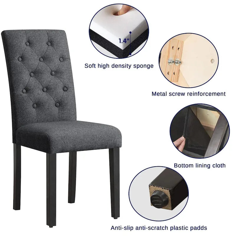 Chaise de salle à manger capitonnée Subrtex Linen Parsons (paquet de 2)