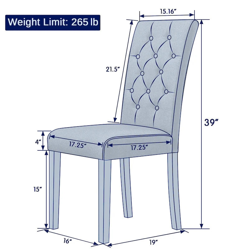 Chaise de salle à manger capitonnée Subrtex Linen Parsons (paquet de 2)