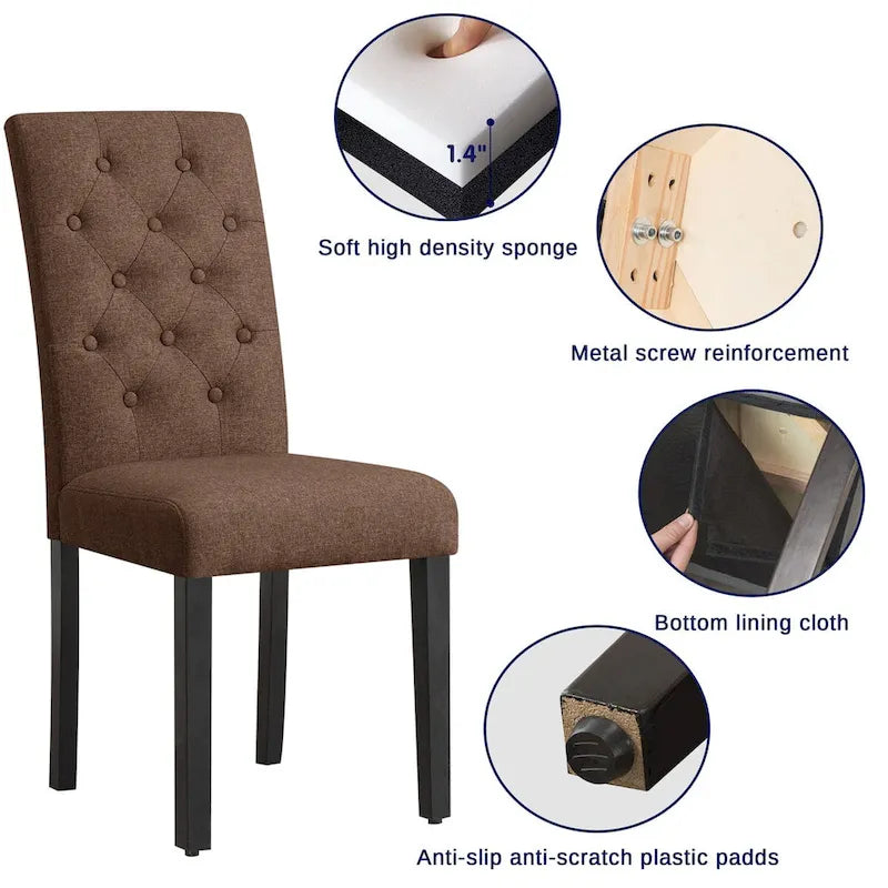 Chaise de salle à manger capitonnée Subrtex Linen Parsons (paquet de 2)