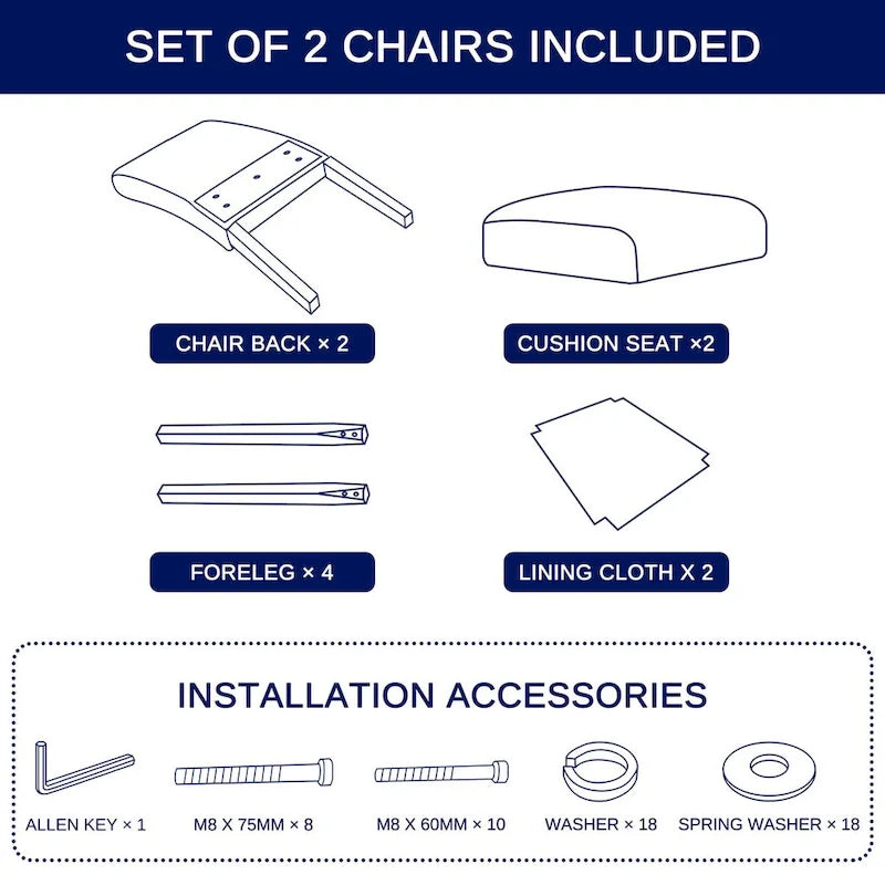 Chaise de salle à manger capitonnée Subrtex Linen Parsons (paquet de 2)