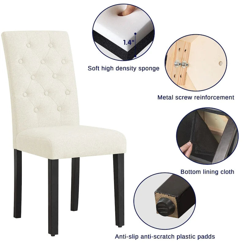 Chaise de salle à manger capitonnée Subrtex Linen Parsons (paquet de 2)
