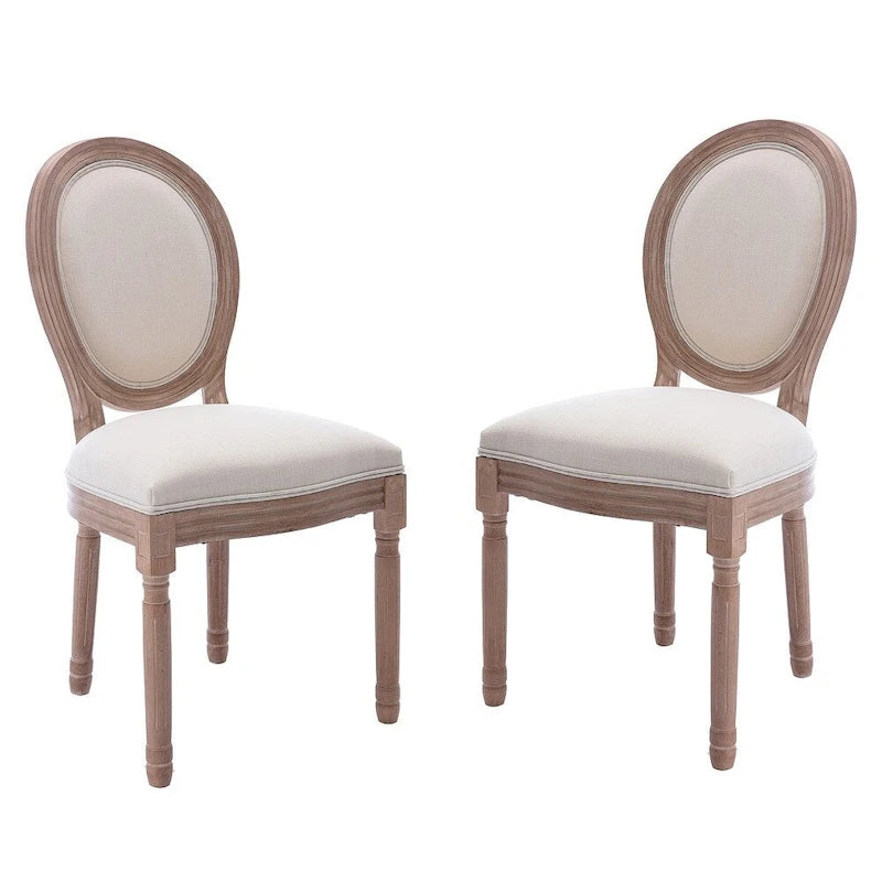 Chaise de salle à manger rembourrée vintage française Mieres, chaise d'appoint (lot de 2) - Non disponible
