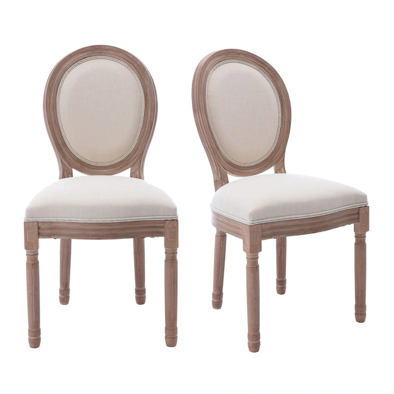 Chaise de salle à manger rembourrée vintage française Mieres, chaise d'appoint (lot de 2) - Non disponible