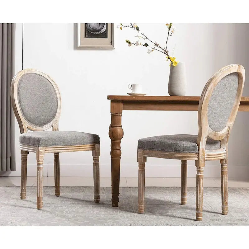 Chaise de salle à manger rembourrée vintage française Mieres, chaise d'appoint (lot de 2) - Non disponible