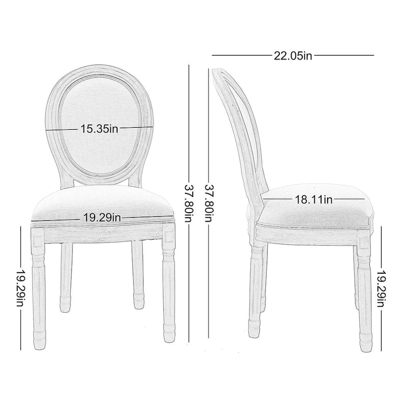 Chaise de salle à manger rembourrée vintage française Mieres, chaise d'appoint (lot de 2) - Non disponible