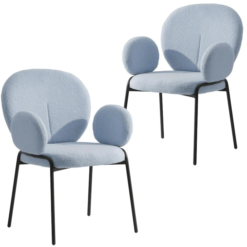Ensemble de 2 chaises de salle à manger en fer recouvertes de tissu Celestial Boucle par LeisureMod