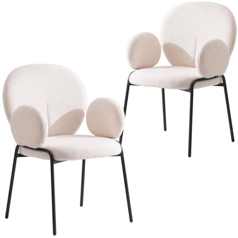 Ensemble de 2 chaises de salle à manger en fer recouvertes de tissu Celestial Boucle par LeisureMod