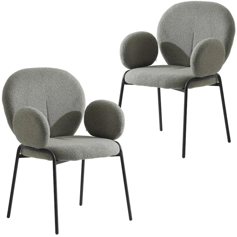 Ensemble de 2 chaises de salle à manger en fer recouvertes de tissu Celestial Boucle par LeisureMod