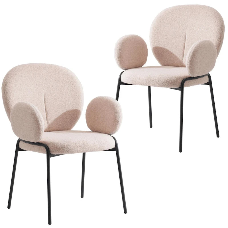 Ensemble de 2 chaises de salle à manger en fer recouvertes de tissu Celestial Boucle par LeisureMod