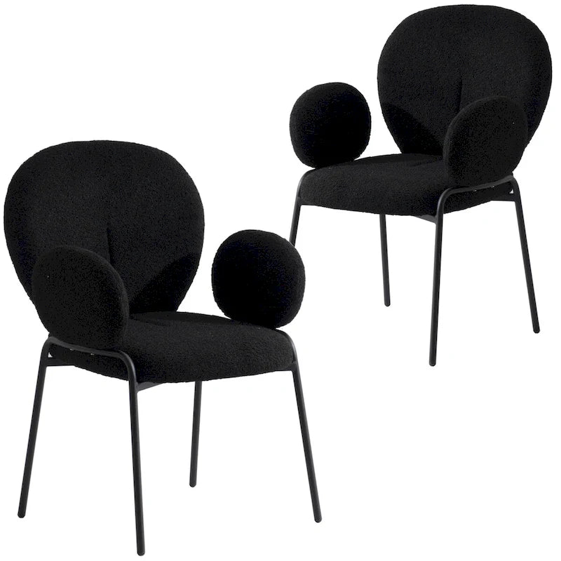 Ensemble de 2 chaises de salle à manger en fer recouvertes de tissu Celestial Boucle par LeisureMod