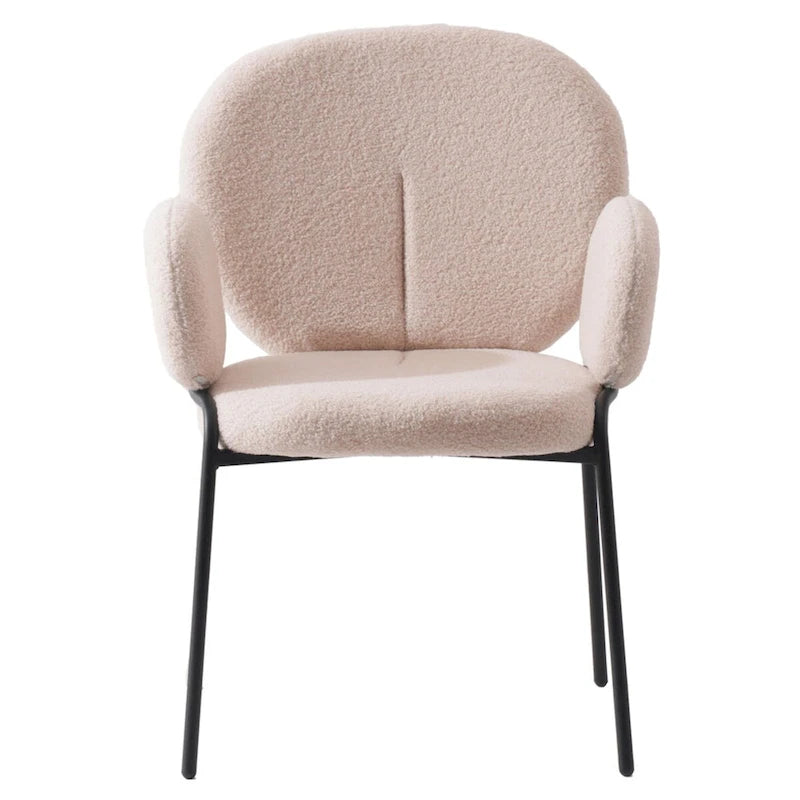 Ensemble de 2 chaises de salle à manger en fer recouvertes de tissu Celestial Boucle par LeisureMod