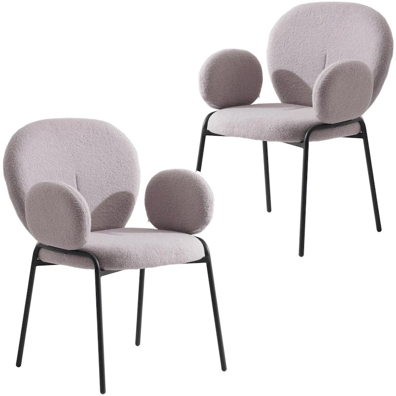 Ensemble de 2 chaises de salle à manger en fer recouvertes de tissu Celestial Boucle par LeisureMod