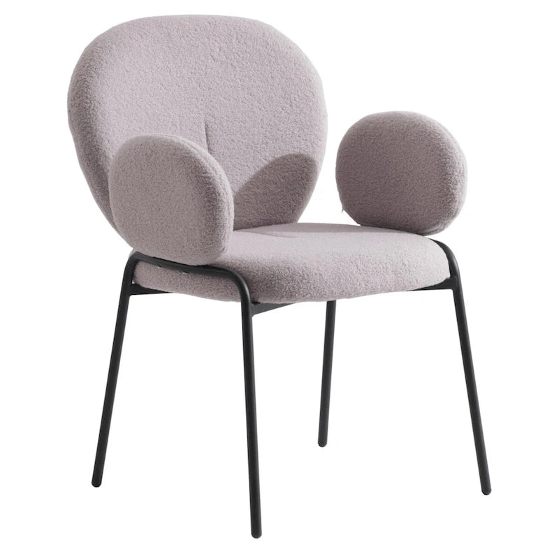 Ensemble de 2 chaises de salle à manger en fer recouvertes de tissu Celestial Boucle par LeisureMod