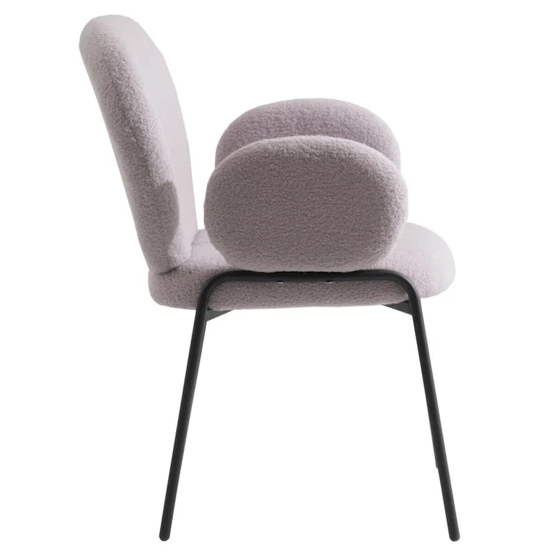 Ensemble de 2 chaises de salle à manger en fer recouvertes de tissu Celestial Boucle par LeisureMod