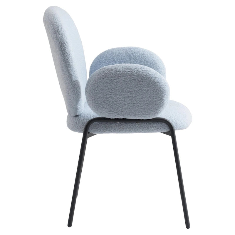 Ensemble de 2 chaises de salle à manger en fer recouvertes de tissu Celestial Boucle par LeisureMod