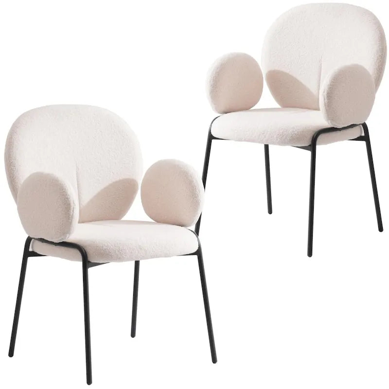 Ensemble de 2 chaises de salle à manger en fer recouvertes de tissu Celestial Boucle par LeisureMod