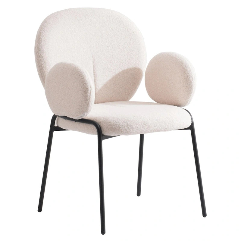 Ensemble de 2 chaises de salle à manger en fer recouvertes de tissu Celestial Boucle par LeisureMod