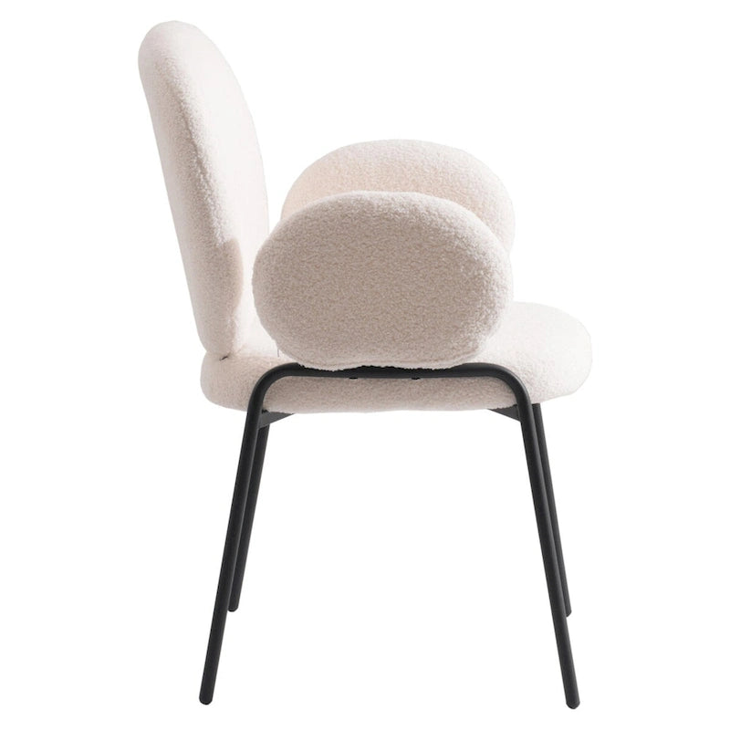 Ensemble de 2 chaises de salle à manger en fer recouvertes de tissu Celestial Boucle par LeisureMod