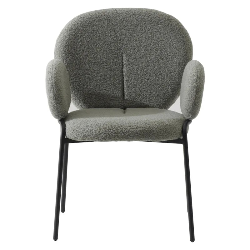 Ensemble de 2 chaises de salle à manger en fer recouvertes de tissu Celestial Boucle par LeisureMod