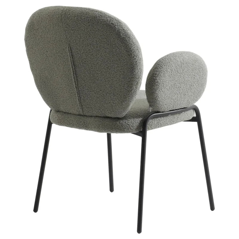 Ensemble de 2 chaises de salle à manger en fer recouvertes de tissu Celestial Boucle par LeisureMod