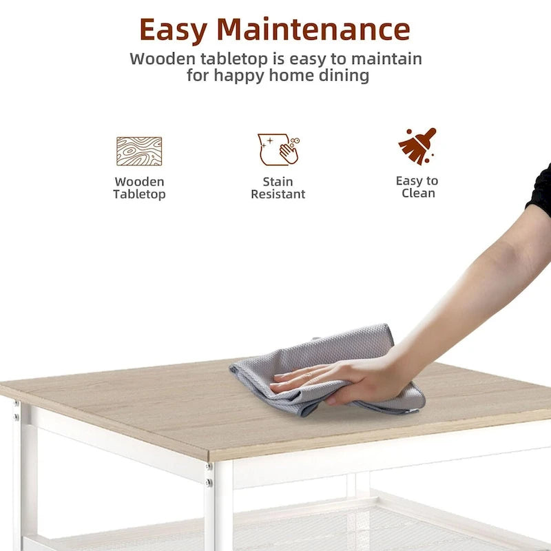 Ensemble table de bar 3 pièces avec étagère en métal, petit ensemble table de pub, ensemble de salle à manger