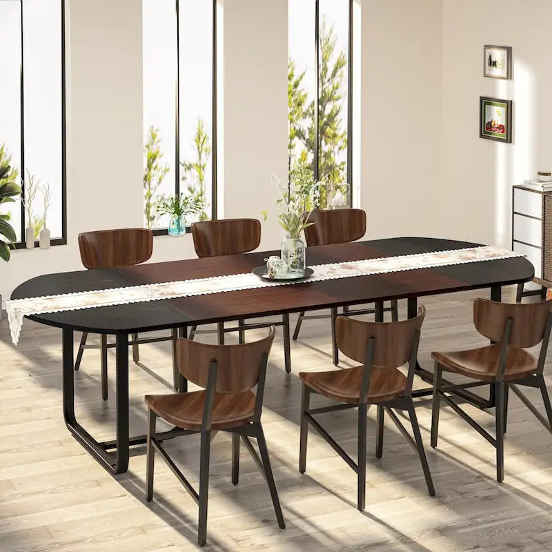 Table de salle à manger ovale moderne 70,86 avec planche de jonction, tables de cuisine incurvées pour 6 à 8 personnes