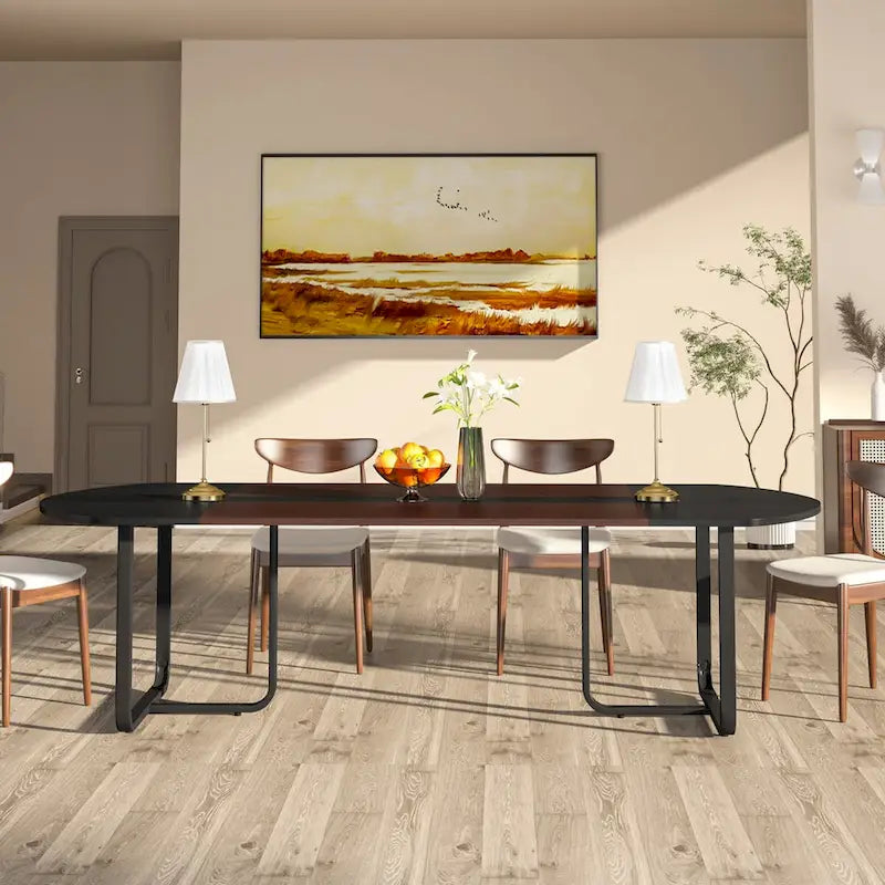 Table de salle à manger ovale moderne 70,86 avec planche de jonction, tables de cuisine incurvées pour 6 à 8 personnes