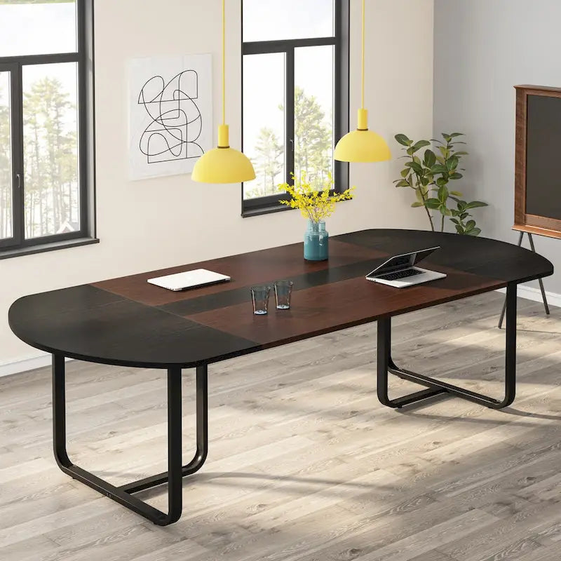 Table de salle à manger ovale moderne 70,86 avec planche de jonction, tables de cuisine incurvées pour 6 à 8 personnes