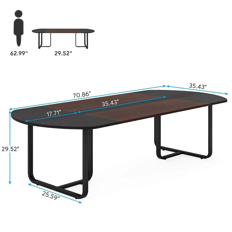 Table de salle à manger ovale moderne 70,86 avec planche de jonction, tables de cuisine incurvées pour 6 à 8 personnes