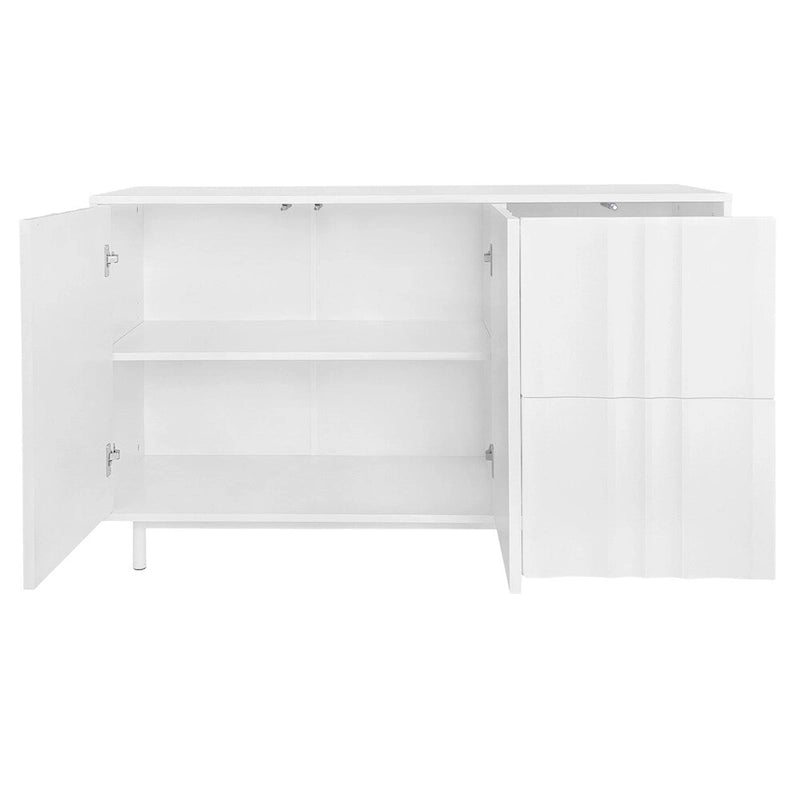 Armoire de rangement à motif ondulé avec 2 portes et 2 tiroirs, réglable