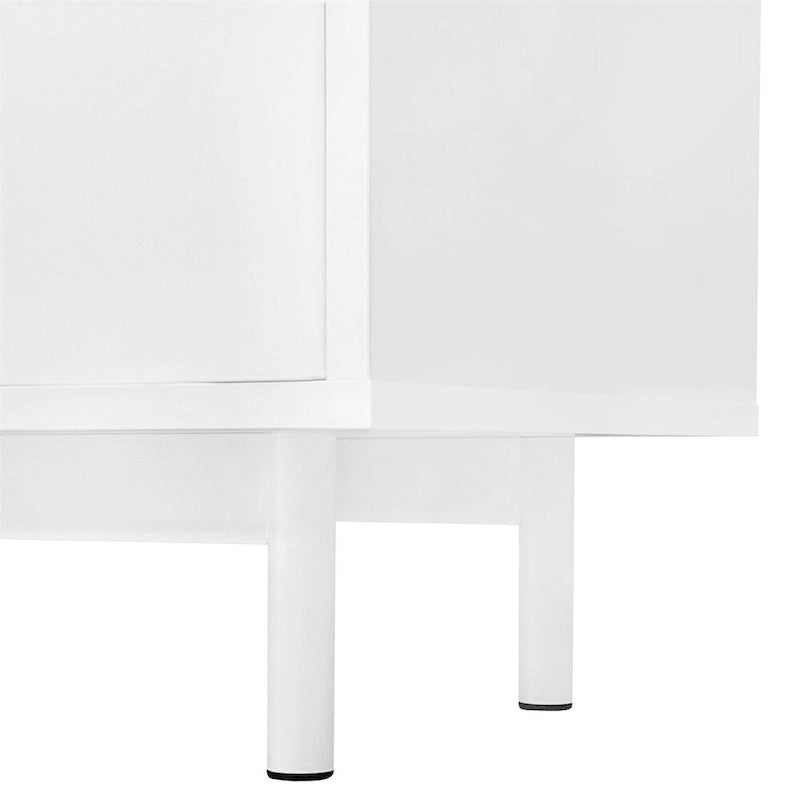 Armoire de rangement à motif ondulé avec 2 portes et 2 tiroirs, réglable
