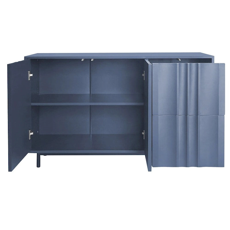 Armoire de rangement à motif ondulé avec 2 portes et 2 tiroirs, réglable