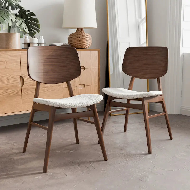 Ensemble de salle à manger ovale 7 pièces Beau I en noyer, style milieu du siècle, de Furniture of America