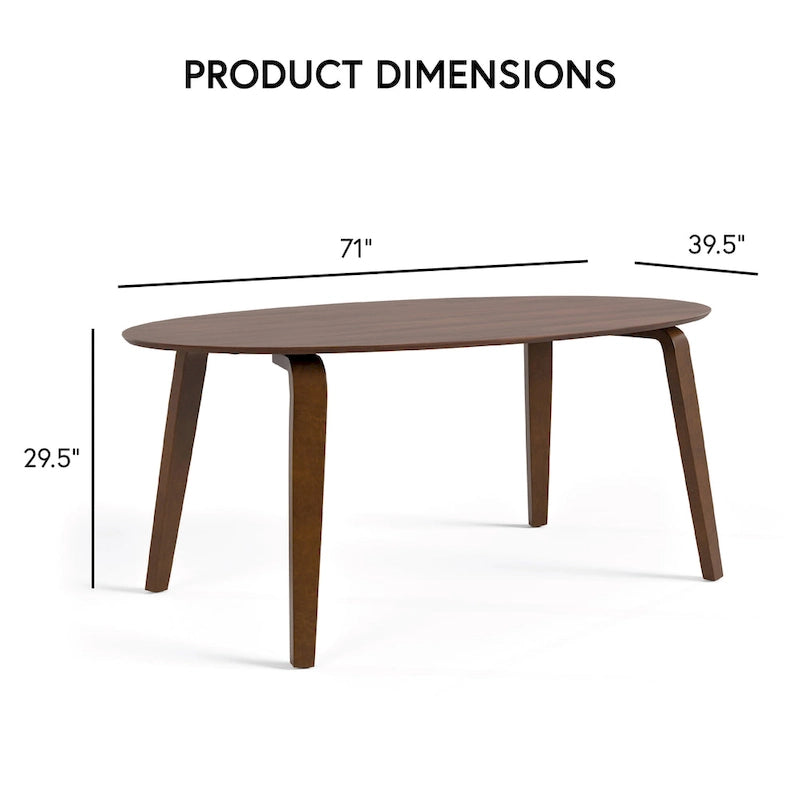 Ensemble de salle à manger ovale 7 pièces Beau I en noyer, style milieu du siècle, de Furniture of America