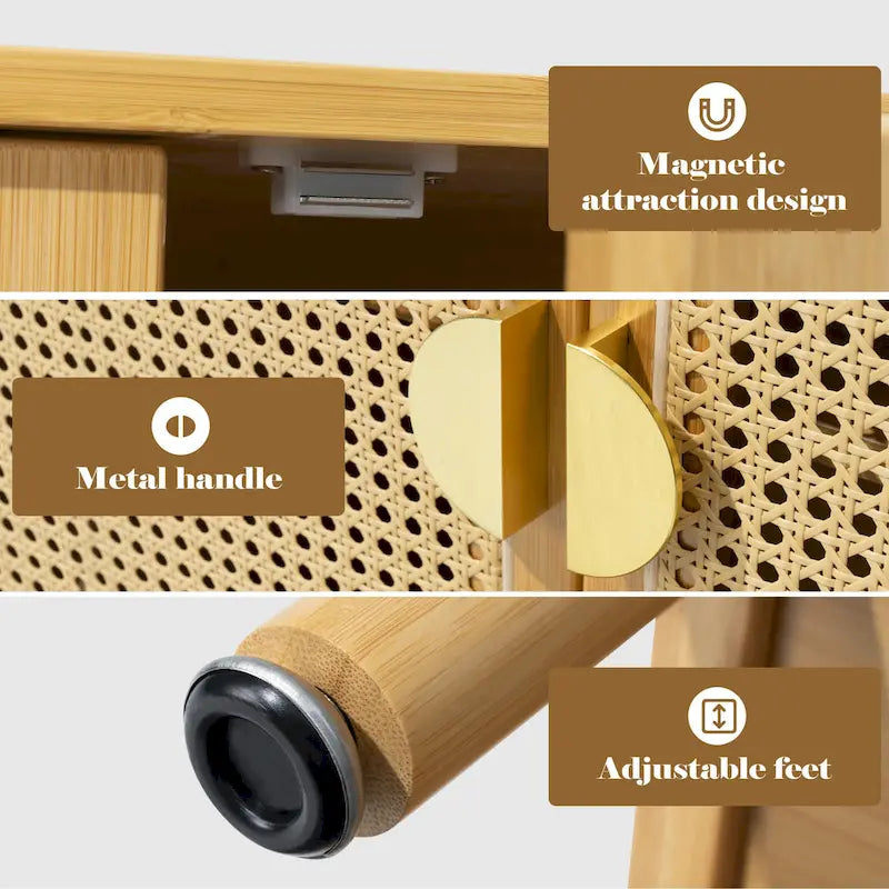 Buffet de cuisine avec portes décoratives en rotin