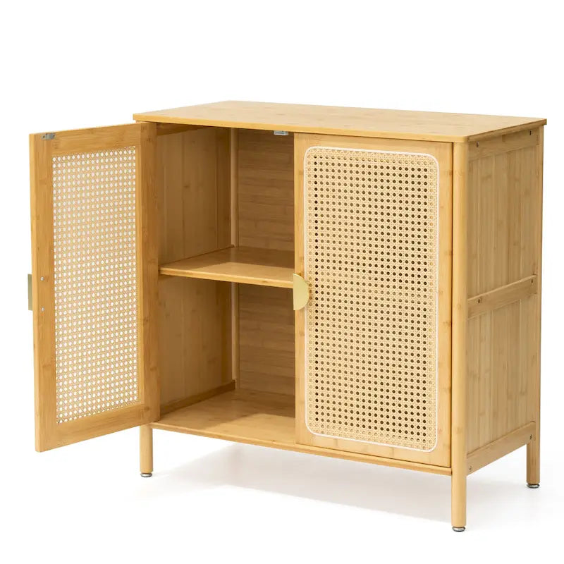Buffet de cuisine avec portes décoratives en rotin